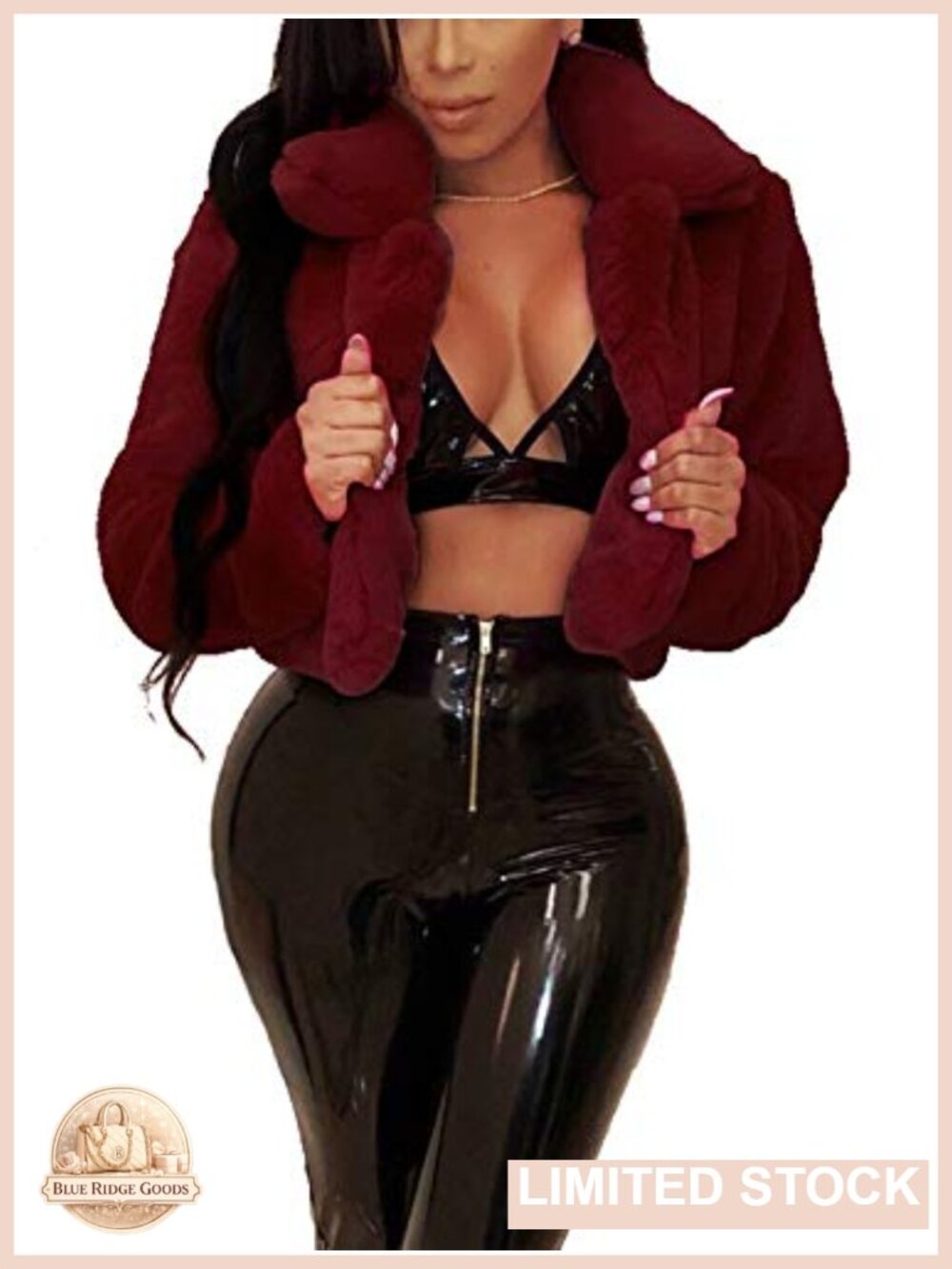 Faux Fur Jacket Lapel Crop Fuzzy Coat Outerwear